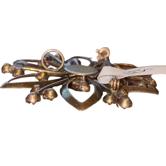 Vintage Rhinestone Flower Brooch Pin Sterling Silver 925 About 2 Inches - Picture 4 of 4